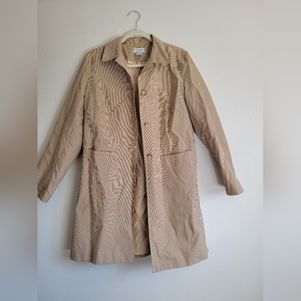 Loft Tan Striped Long Coat